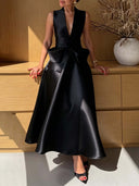 Elegant Satin Skirt Two-Piece Set