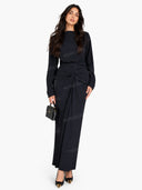 Boat Neck Pleated Slim Fit Maxi Dress