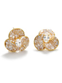 Shell Inlay Crystal Flower Stud Earrings