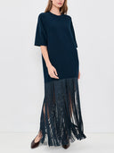 Casual Fringe Short Sleeve Maxi Dress