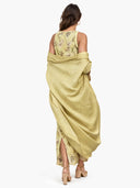 Elegant Botanical Print Sleeveless Midi Dress Two-Piece Set