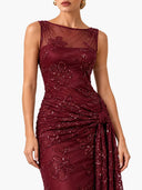 Sequin Jacquard Boat Neck Maxi Dress