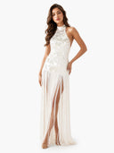Elegant Sequin Backless Sleeveless Fringe Maxi Dress