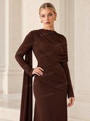 Pleated Ribbon Design Maxi Dress