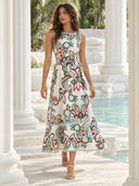 Bohemian Style Paisley Print Sleeveless Maxi Dress