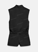 Minimalist Mock Neck Shoulder Pad Belted Romper