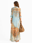 Bohemian Art Print Shirt Maxi Dress