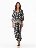 Casual Abstract Plaid Print Kimono Sleeve Maxi Dress