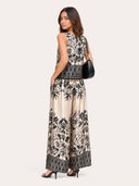 Bohemian Vintage Print Sleeveless Two-Piece Set
