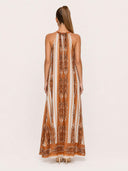 Boho Leaf Print Sleeveless Dress