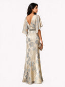 Elegant Floral  Flutter Sleeve Mermaid Maxi Dress