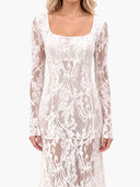 Exquisite Lace Square-neck Long-sleeved Maxi Dress
