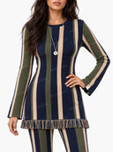 Minimalist Vertical-Stripe Knit Two-Piece Set