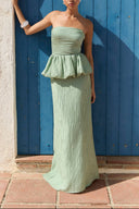 Elegant Strapless Ruched Skirt Two-Piece Set