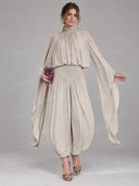 Unique Cape Sleeve Top & Balloon Pants Set