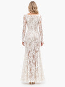 Exquisite Lace Square-neck Long-sleeved Maxi Dress