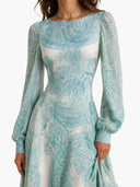 Elegant Paisley Print Chiffon Maxi Dress