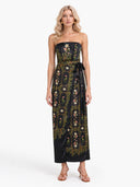 Exquisite Printed Satin Maxi Dress