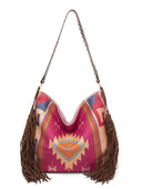 Retro Bohemian Woven Fringe Linen Shoulder Tote Bag