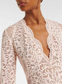 Elegant Lace V Neck Flare Sleeve Maxi Dress