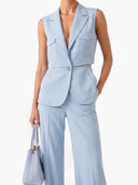 Minimalist Sleeveless Blazer & Wide-Leg Pants Two-Piece Set