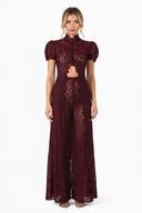 Lace Long-sleeved Top And Wide-leg Pants Set（Headscarf Not Included）