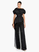 Asymmetrical Fringe Top And Pants Two-Piece Set