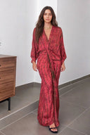 Bohemian Kimono-Inspired Tie-Dye Print Waist-Tie Maxi Dress