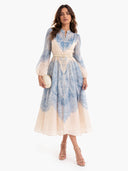Exquisite Paisley Print Shirt A-Line Maxi Dress