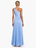 Elegant One-Shoulder Pleated Asymmetrical High-Slit Maxi Dress