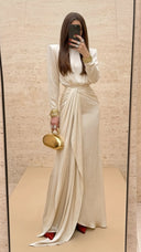 Elegant Draped Satin Maxi Dress
