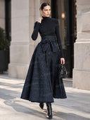 Exquisite High-neck Stretch Top And Plaid Skirt Two-piece Set