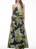 Botanical Print Layered Maxi Dress