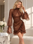 Elegant Pleated Tulle Mini Dress