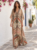 Boho Vintage Print Oversized Kaftan Maxi Dress