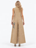 Stand Collar Printed Jumpsuit
