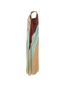 Bohemian Colorblock Stripe Halter Maxi Dress