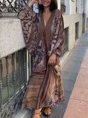 Elegant Lace Overlay V-Neck Chiffon Maxi Dress