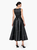 Elegant Sleeveless Leather-Look Midi Dress