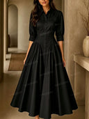 Elegant  Button Front Fit Shirt Maxi Dress