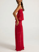 Elegant Spaghetti Strap Ruffle Maxi Dress