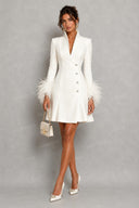 Minimalist Feather Cuff Tailored Mini Blazer Dress
