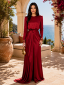 Elegant Draped Satin Maxi Dress