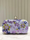 Elegant Sequin Embroidered Floral Clutch Bag
