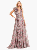 V-Neck Printed Maxi Dress