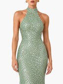 Elegant Sequined Halter Neck Maxi Dress