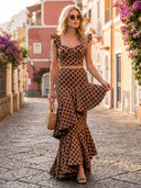 Brown Polka Dot Two-Piece Set