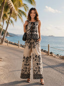 Bohemian Vintage Print Sleeveless Two-Piece Set