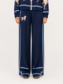 Exquisite Satin Horse Print Zip-Up Shirt