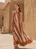 Boho Leaf Print Sleeveless Dress
